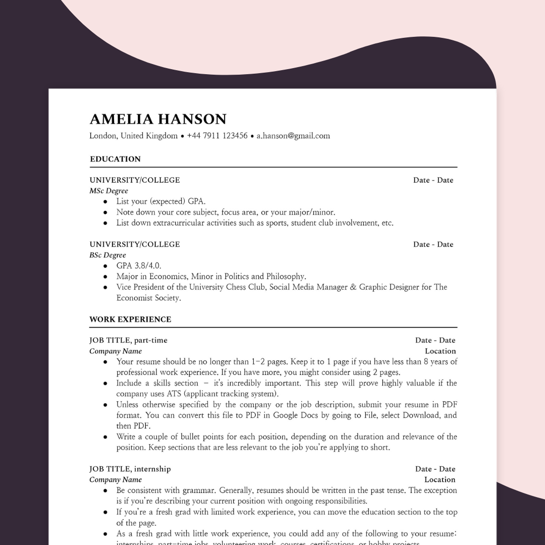 Resume template preview