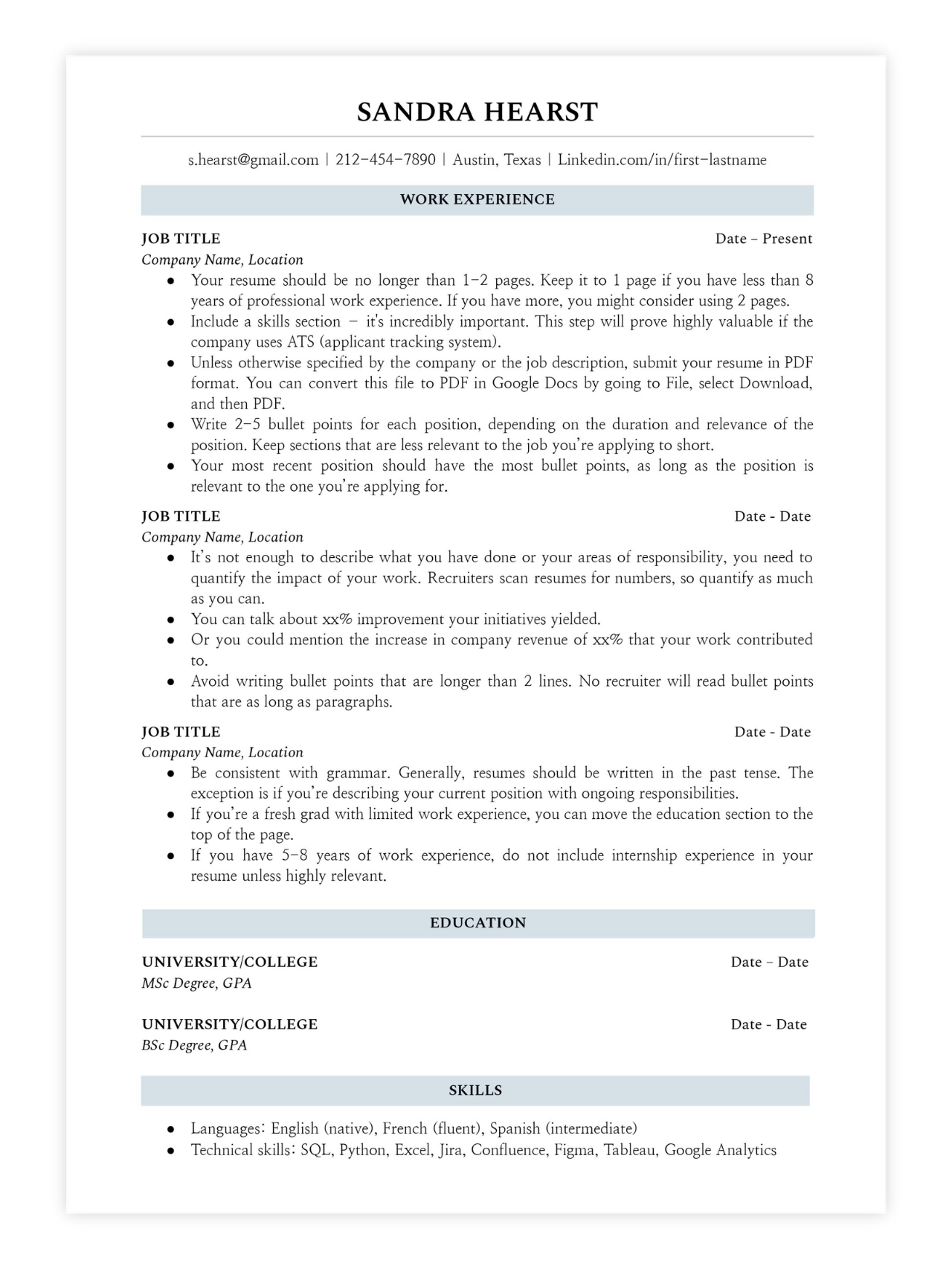 Minimalist Resume Template